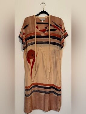 Vintage Nicole LTD Chicago abstract print 100% silk kaftan